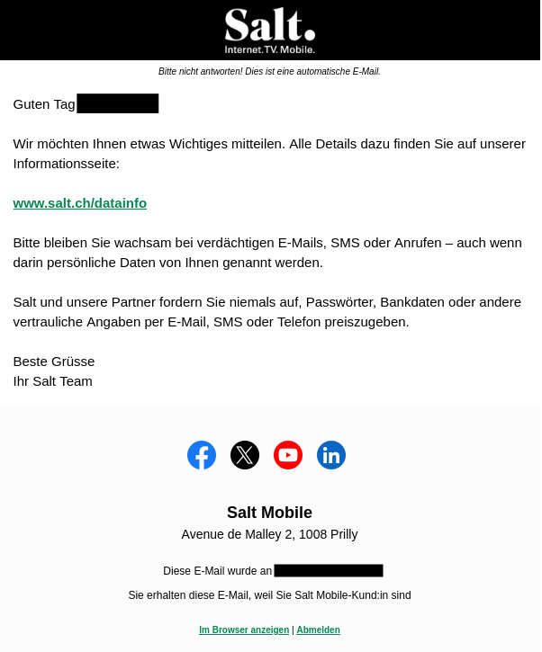 Salt mit Fakelink auf Pariser Server Sendinblue